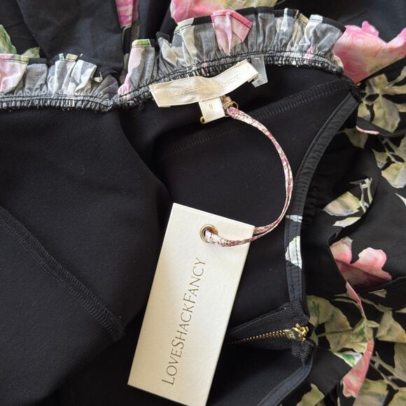 LoveShackFancy Sanam Mini Dress Painted Mime Black Floral Size 8 NWT - Picture 9 of 13